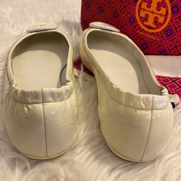 Tori Burch Minnie Travel Ballet with Logo, Ivory, Size 10.5 - Picture 5 of 11